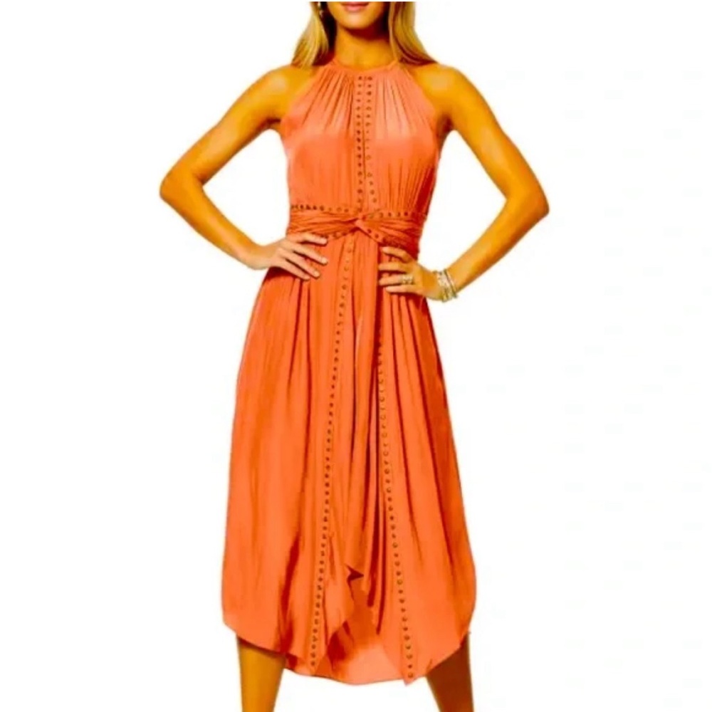 Ramy Brook Pink Halter Pleated Sundress